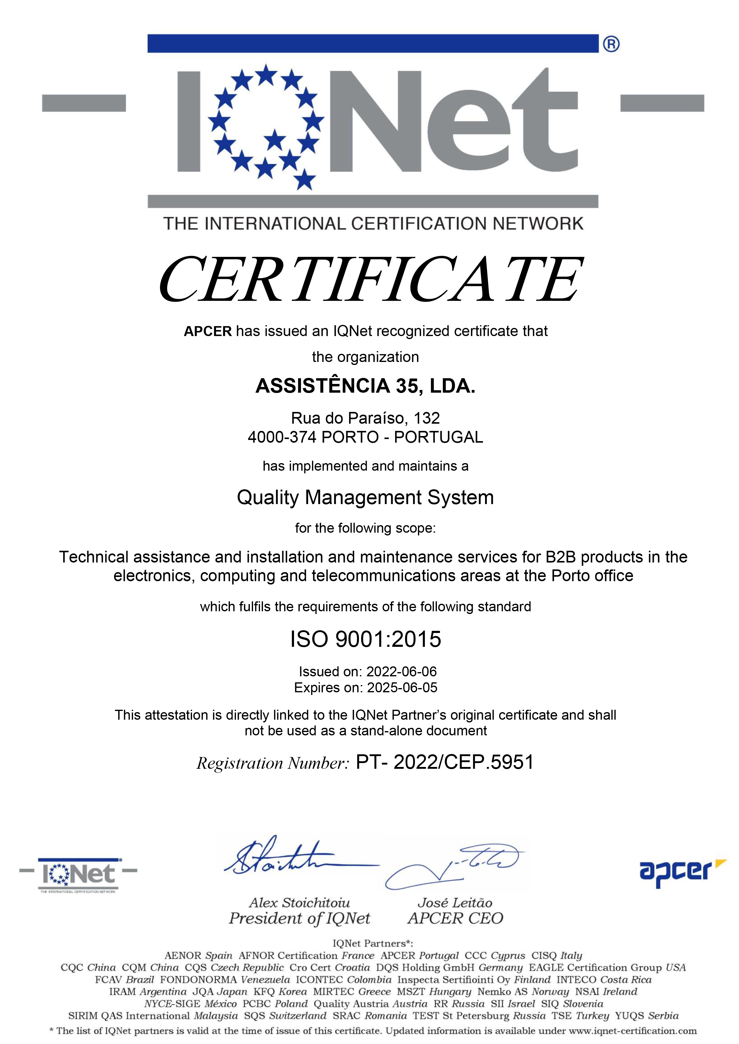 Logotipo de Reconhecimento IQNET